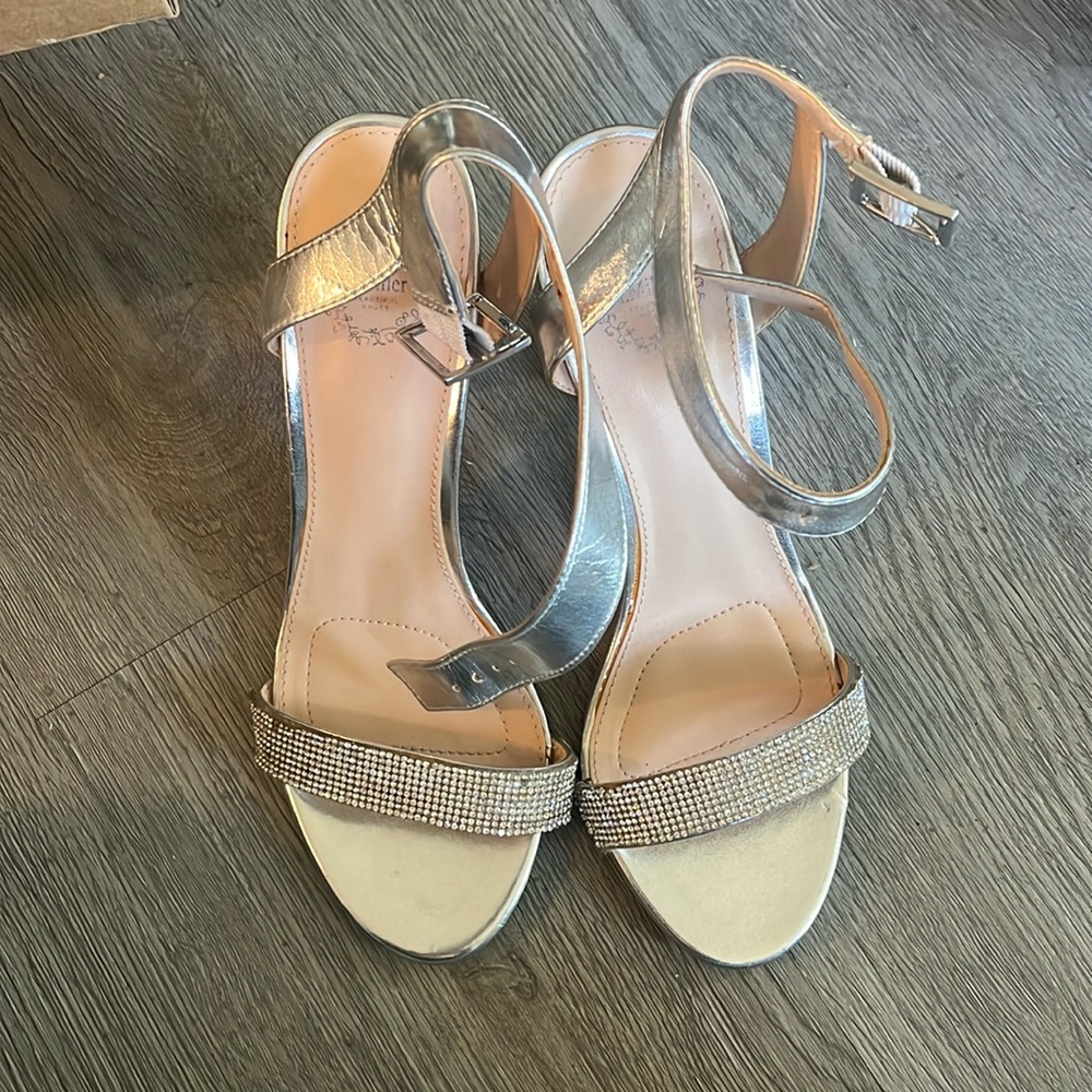 Silver Sparkling Sandal Heels